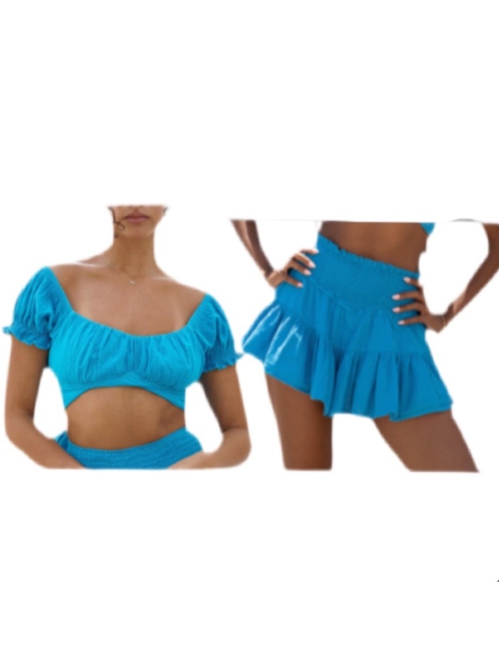 BLANCO BY NATURE | Two Piece Top Skirt Beach Vacation Summer Resort Ocean Blue